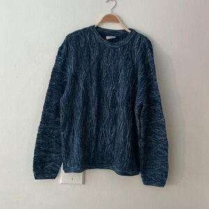 COOGI BASICS Men's Navy Cable Crewneck Sweater